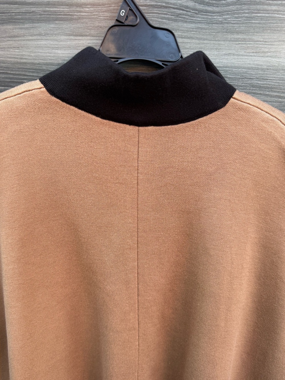 Anne Klein Colorblock Zip Front Poncho Cape Jacket Tan Black Size L - Picture 9 of 9